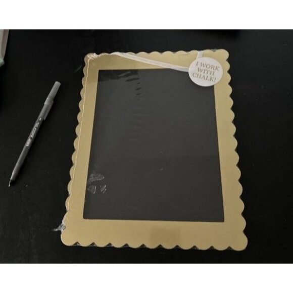 Gold & Black Easel-Style Chalkboard Double-sided Sign With Scalloped Edges & Rib - Picture 3 of 3